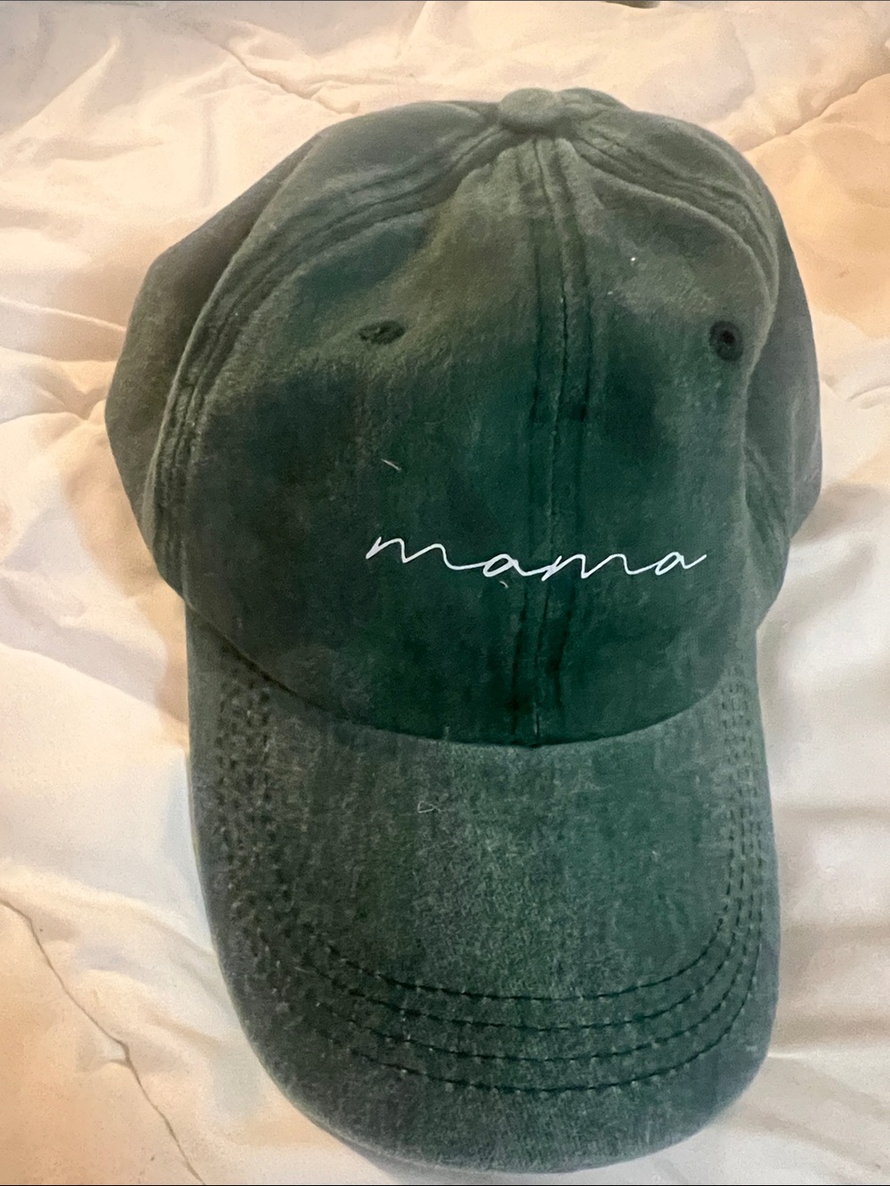 Mama Script Embroidered Green Baseball Cap